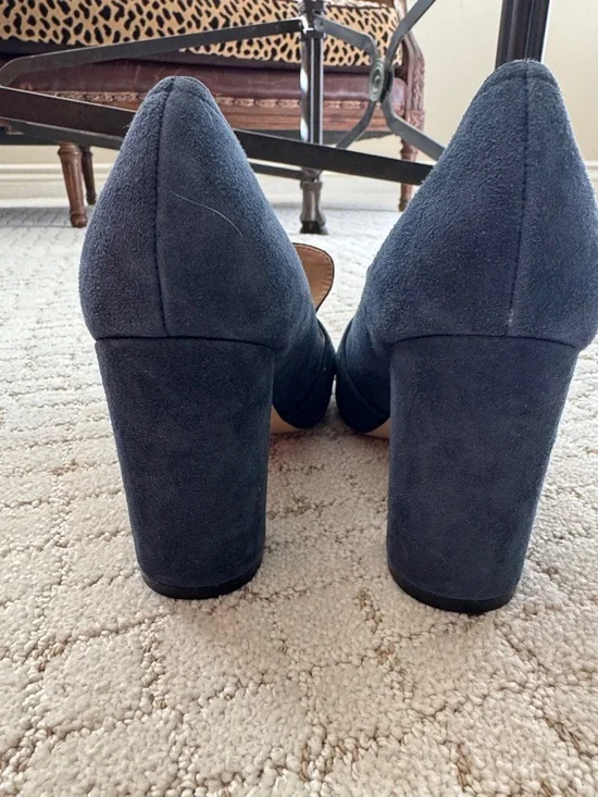 Marc Fisher Navy Suede Buckle Loafers - Picture 2 of 5